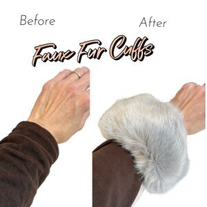 2Chic Faux Fur Cuffs Gray Black or White NWT